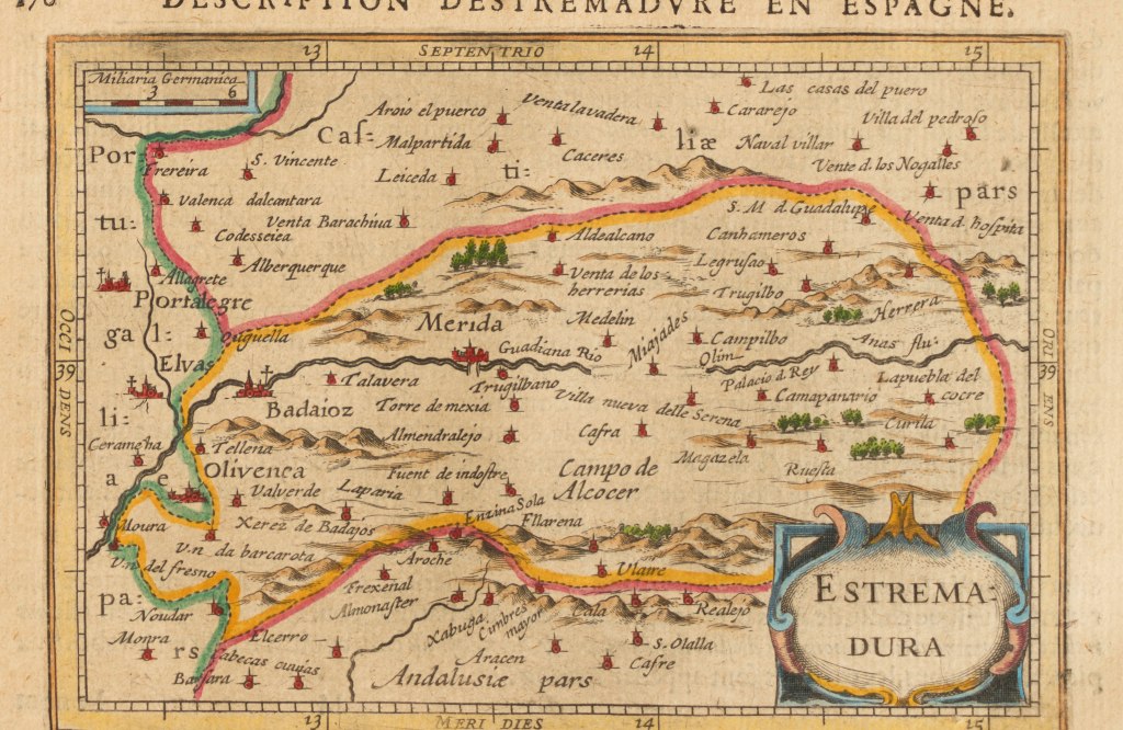Mapa de extremadura en 1618